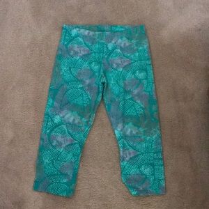 Teal colored polkadot leggings